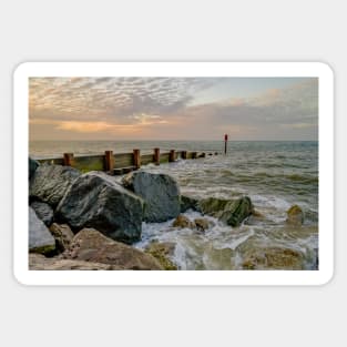 High water at Cart Gap beach on the Norfolk coast Sticker